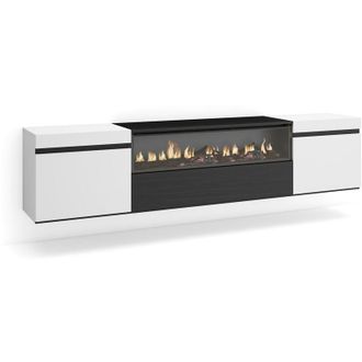 Skraut Home Skraut Home Mobile TV Soggiorno Ampio spazio a disposizione 200x45x35cm Per TV fino a 80 Camino elettrico Sospeso, da appendere Stile moderno Cemento