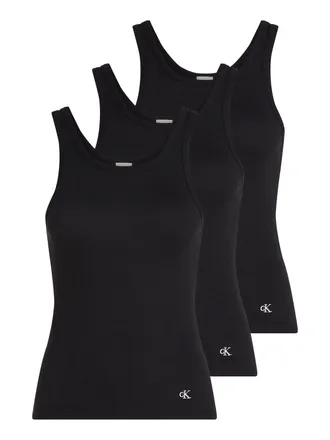 Calvin Klein Underwear Tanktop SCOOP NECK COTTON TANK 3PK, Damen, Gr. XL (42), schwarz (schwarz, schwarz, schwarz), Rippware, Obermaterial: 100% Baumwolle, CALVIN KLEIN UNDE