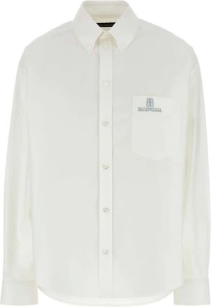 Balenciaga Camicia in popeline con logo - Bianco