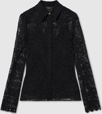 Gucci GG Flower Stretch Lace Shirt, Black, Ready-to-wear