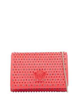 Versace Red Leather Crystal Palazzo Medusa Embellished Crossbody (Authentic Pre-Loved)