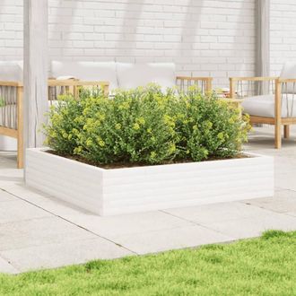 Berkfield Home Decorative Garden Planter White 110x110x23 cm Solid Wood Pine | Size: 110 x 110 x 23 cm