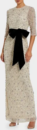 Mac Duggal Beaded Bow Column Gown
