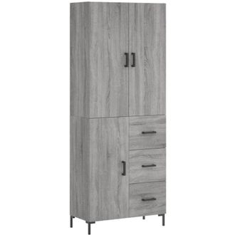 vidaXL Vidaxl - Aparador Alto Madera Contrachapada Gris Sonoma 69,5x34x180 Cm