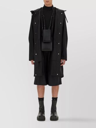 Jil Sander logo hooded parka drawstring waist