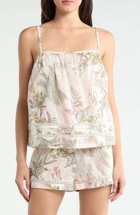Nordstrom Peached Cotton Lawn Short Pajama Set in Ivory- Olive Fern Toile at Nordstrom, Size X-Small