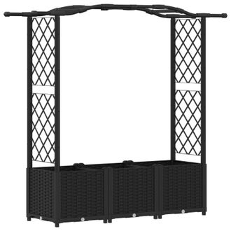 vidaXL Cama Elevada Con Trellis Y Techo Negro 164 X 40 X 142 Cm Pp Vidaxl