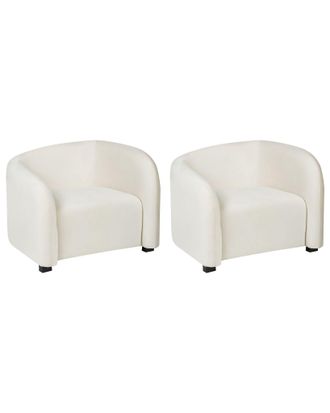Beliani Set Moderno Ed Elegante Di 2 Poltrone In Velluto Bianco Sporco Veltada