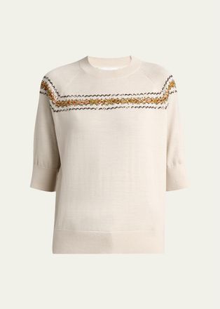 Dries Van Noten Tuano Embellished Merino Wool Sweater