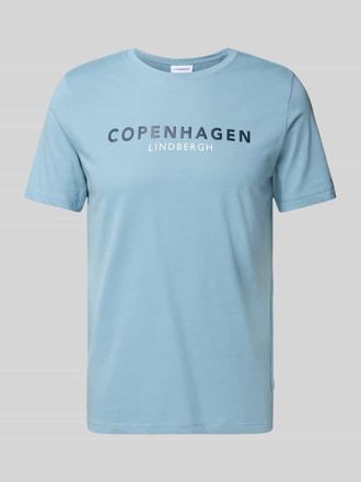 Lindbergh Lindbergh T-Shirt mit Label-Print Modell Copenhagen in Hellblau, Gr&ouml;&szlig;e XXXL