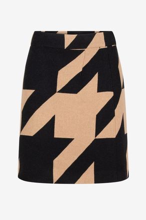 Akris A-f&ouml;rmiger Minirock aus Wollmix mit Makro-Hahnentritt