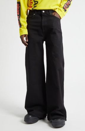 LU&rsquo;U DAN Phat Slouchy Flare Jeans in Black Rinse at Nordstrom, Size 32