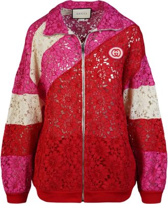 Gucci Womens Floral Lace Track Jacket - Multicolour - Size Medium