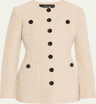 Toccin Lea Belted Boyfriend Tweed Jacket