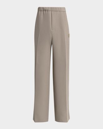 Amiri Men & apos;s Logo Patch Wide-Leg Stretch Trousers