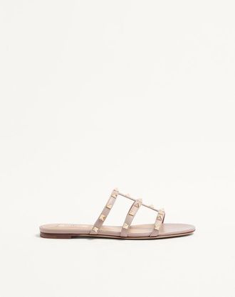 Valentino Garavani Sandalo Slider Basso Rockstud In Vitello Donna POUDRE 36.5