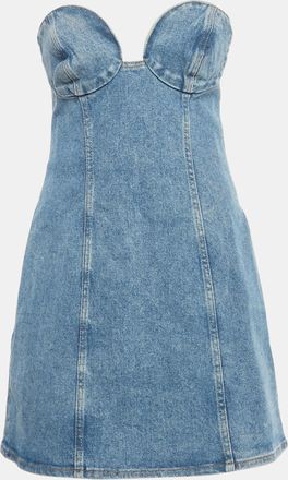 Magda Butrym Blue Denim Strapless Mini Dress