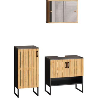 Vicco Conjunto De Muebles De Ba&ntilde;o Vayra, Bamb&uacute;, 3 Partes, Vicco