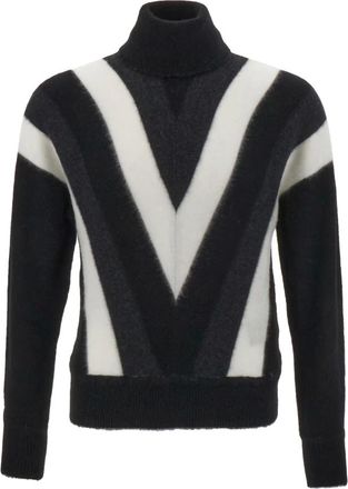 Saint Laurent Turtlenecks, male, Black, Size: S Turtleneck Sweater in Chevron Wool