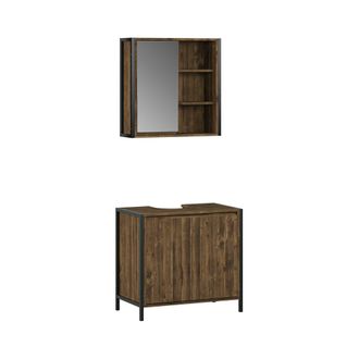 Vicco Conjunto De Muebles De Ba&ntilde;o Naola, Roble/negro, 2 Piezas, Vicco