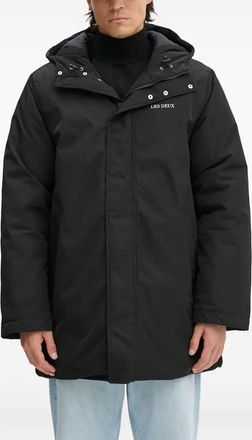 Les Deux logo-print padded coat - Black