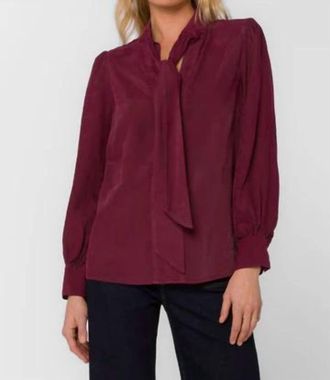 Velvet Heart Anastasia Tie Neck Blouse In Cabernet