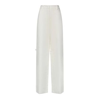 Fendi Trousers in Cotton - female - Fendi - Wide Trousers - White - XS - Trousers