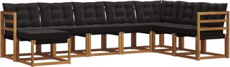 vidaXL Conjunto De Sof&aacute;s De Exterior 8 Uds. Natural Y Negro Vidaxl