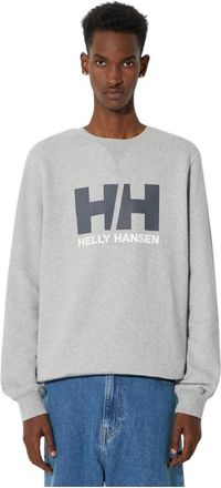 Helly Hansen Logo Hoodie - Heren - Sportshirts - Grijs - S - Katoen - Fitness