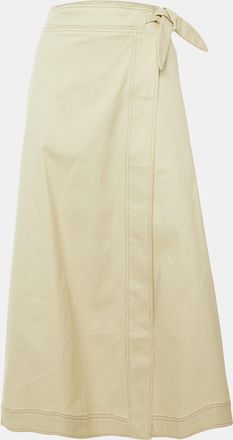 Ganni Ganni Beige Cotton Tie Up Detail Maxi Skirt