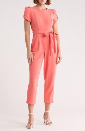 Calvin Klein Tulip Sleeve Belted Jumpsuit in Rose at Nordstrom Rack, Size 10