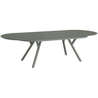 Sweeek Oval extendable aluminum garden table seats 10 khaki green 220/280x100x75 cm - Metora