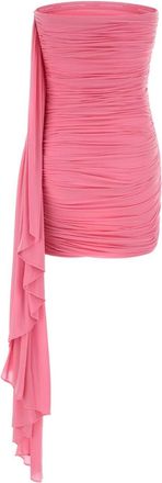 Alexander Wang Womens Ruched Dress Pink Cupro Elastane Lining