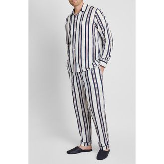 Sleepy Jones Henry Pajama Set in Nautical Regimental Stripe at Nordstrom, Size Xx-Large