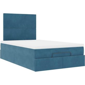 vidaXL Estructura De Cama Otomana Colchones Terciopelo Azul Oscuro Vidaxl