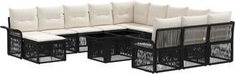 vidaXL Conjunto De Sof&aacute;s De Jard&iacute;n 13 Uds. Negro Y Blanco Crema Vidaxl