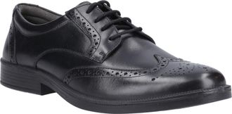 Hush Puppies Nolan Leer Heren Zwart Brogues Schoenen