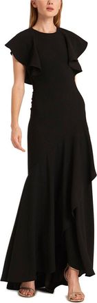 Monique Lhuillier Satin Ruffle Crepe Dress