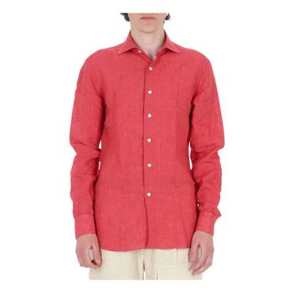 Borriello Casual Shirts, male, Red, Size: 3XL Linen Shirt