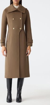 Mackage Elodie Double Breasted Military Maxi Coat in Otter at Nordstrom, Size X-Small