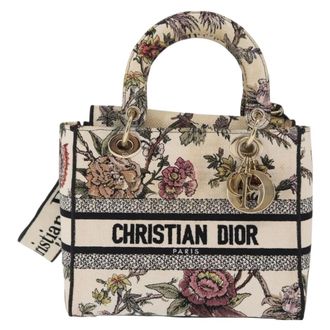 Dior Lady D-Lite Bag Embroidered Canvas Multicolour Canvas Handbag (Pre-Owned)