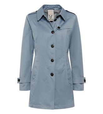 Fuchs Schmitt Kurzmantel FUCHS SCHMITT, Damen, Gr. 34, bleue, Web, Obermaterial: 58% Baumwolle, 42% Polyester, unifarben, regular fit normal, mit Riegel abgesteppte