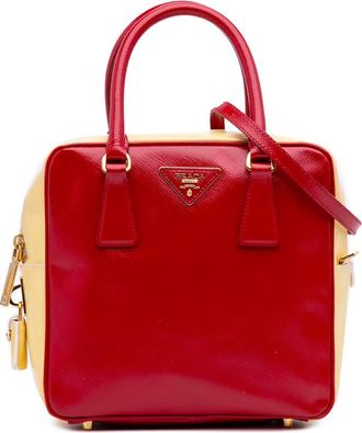 Prada Pre-owned Prada Bicolor Saffiano Vernice Satchel VJKEWN41OBB1AROC