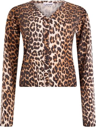 Ganni Truien & Vesten, Dames, Bruin, S, Wol, Merino Vest met Print