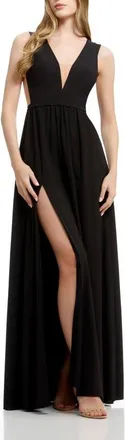 Dress The Population Katrina Illusion Sleeveless Gown in Black at Nordstrom, Size Xx-Small