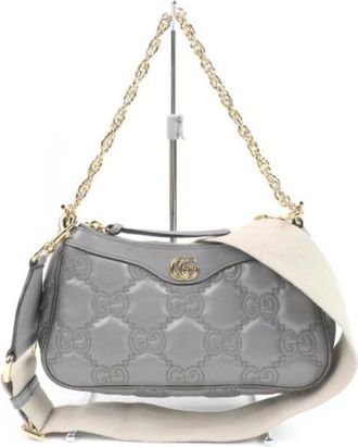 Gucci Pre-owned Cross Body Bags, female, Gray, Size: ONE SIZE Pre-owned Leather Cross Body Bag