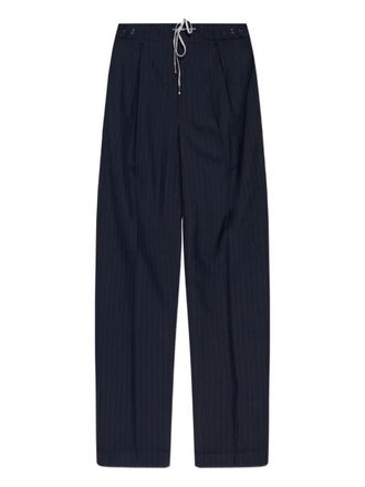Maison Margiela Wool Pinstripe Trousers With Drawstring Waist