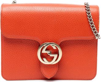 Gucci 2016-2025 kleine Dollar Interlocking G kalfsleren crossbodytas - Oranje