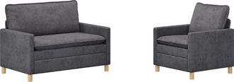 vidaXL Juego De Sof&aacute; 2 Uds. Gris Oscuro Poli&eacute;ster Vidaxl