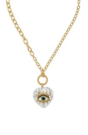 Kurt Geiger Evil Eye Heart Pendant Necklace in White at Nordstrom Rack
